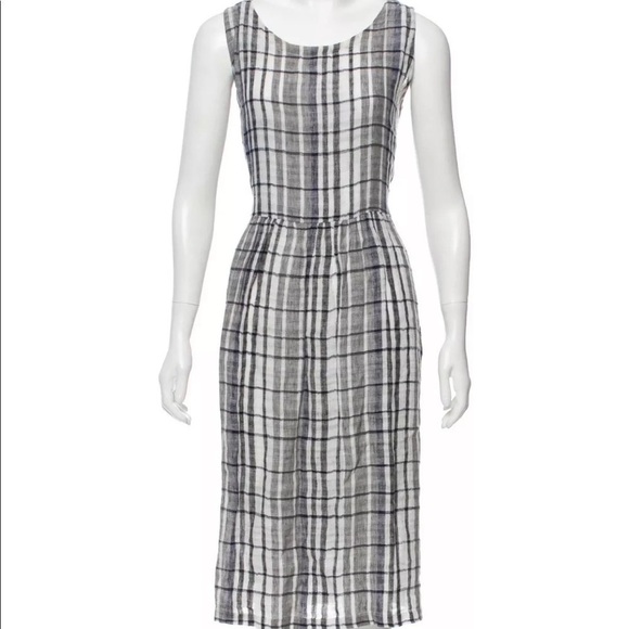 ESKANDAR 100% Linen Checkered Dress - Picture 1 of 4